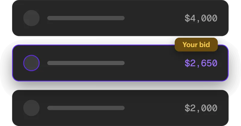 Sketch of three bids on a gig with your bid highlighted